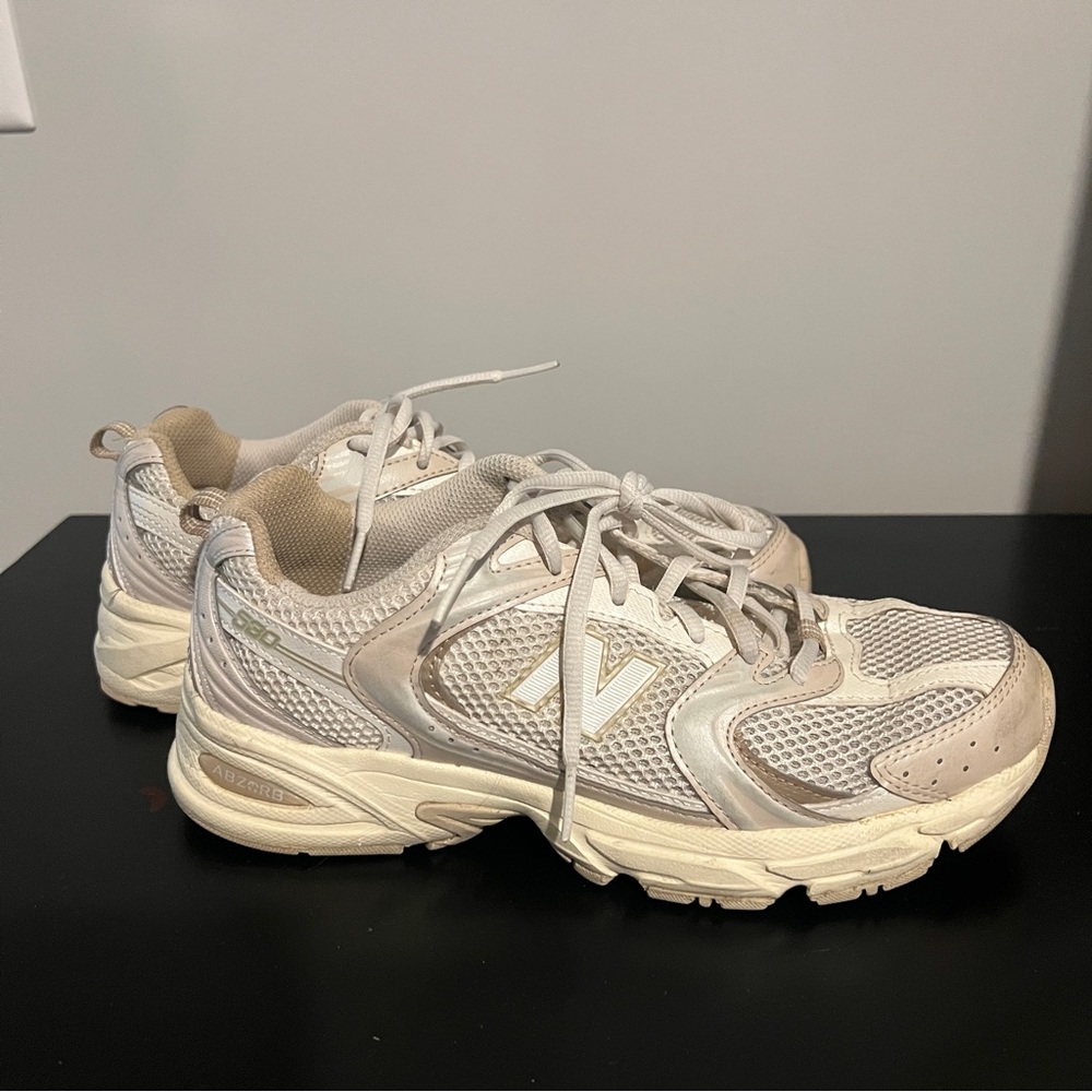 New Balance Cream and Tan Athletic Shoes